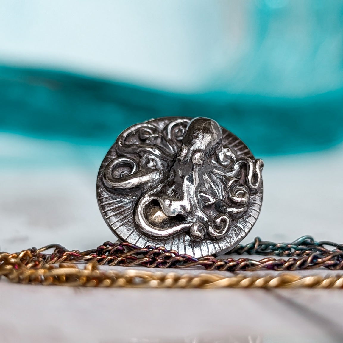 Stunning 3D accurate silver octopus pendant