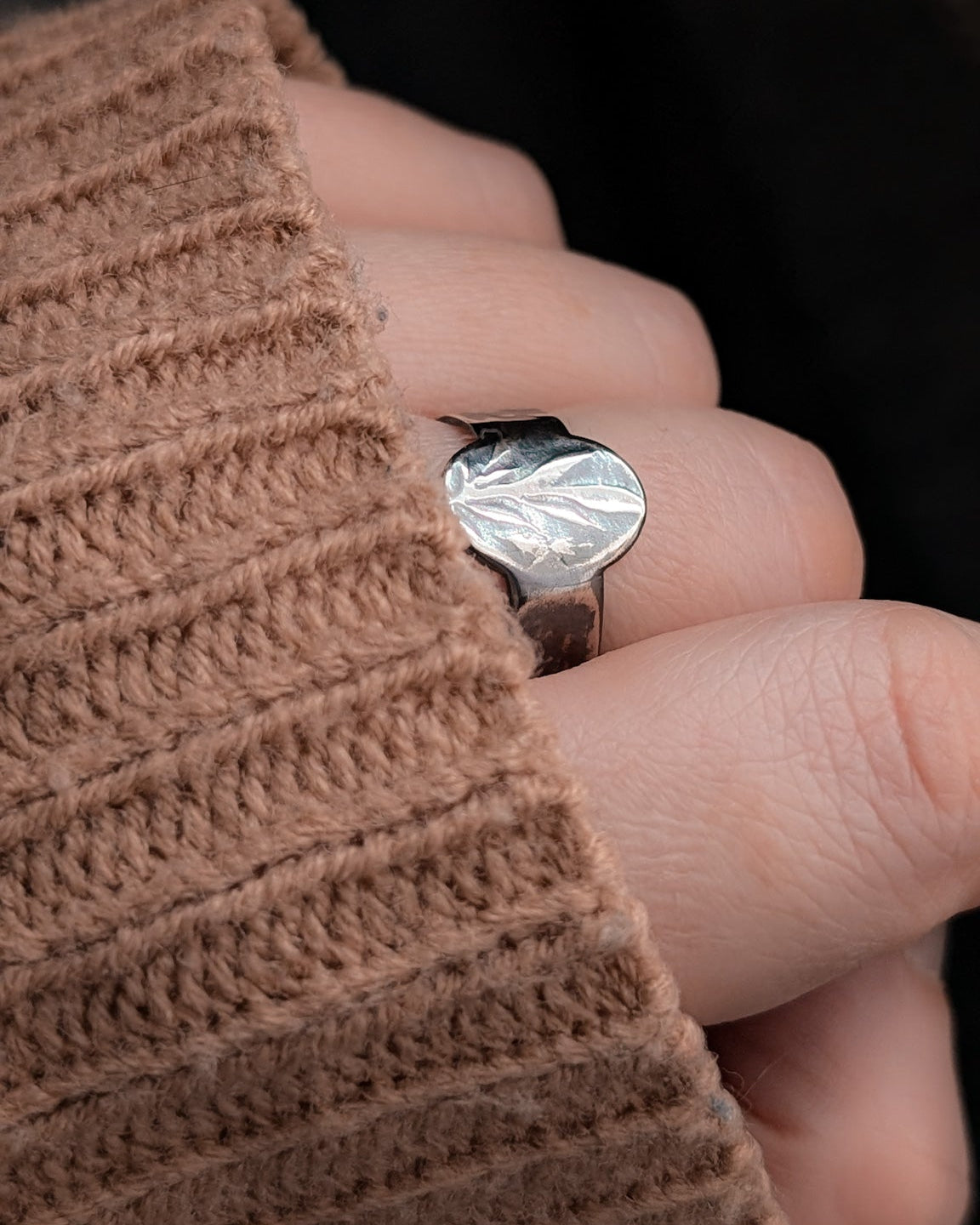 Unique organic texture signet ring