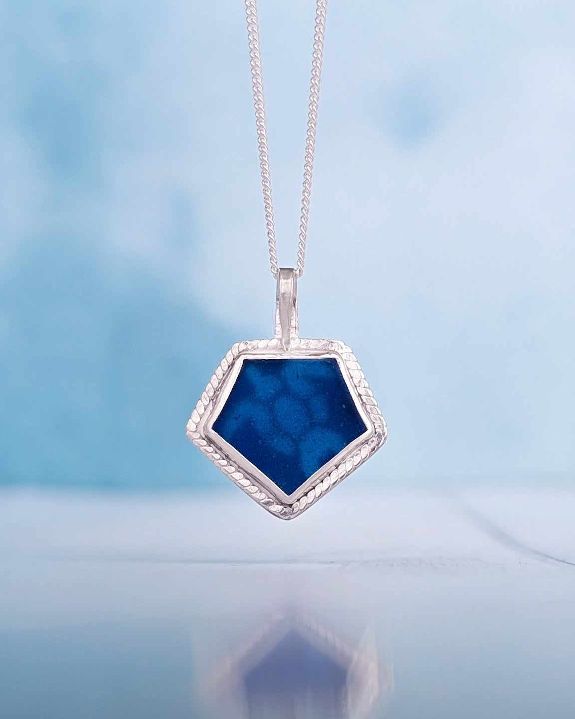 Sea turtle silhouette Scottish sea glass necklace