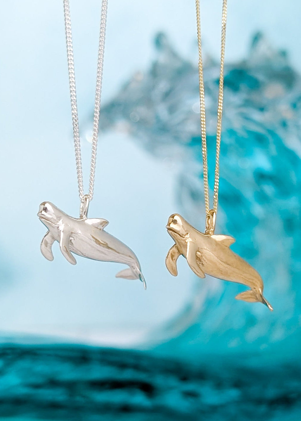 Silver or gold realistic pilot whale necklace charms