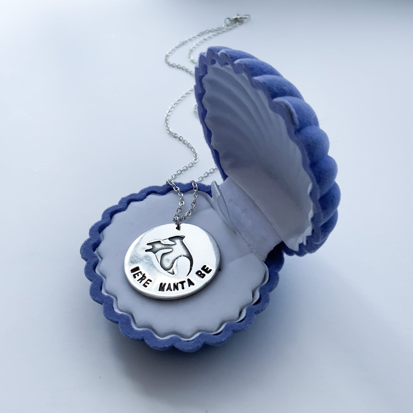 We're Manta Be | Cute silver Manta Ray pendant with romantic message