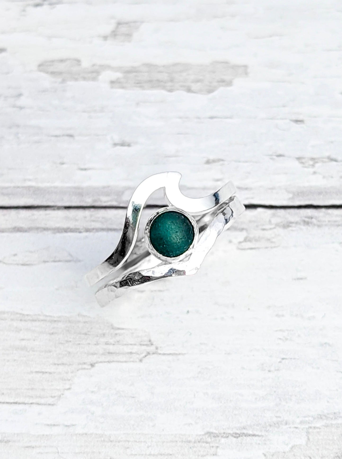 Seaglass wishbone ring stack