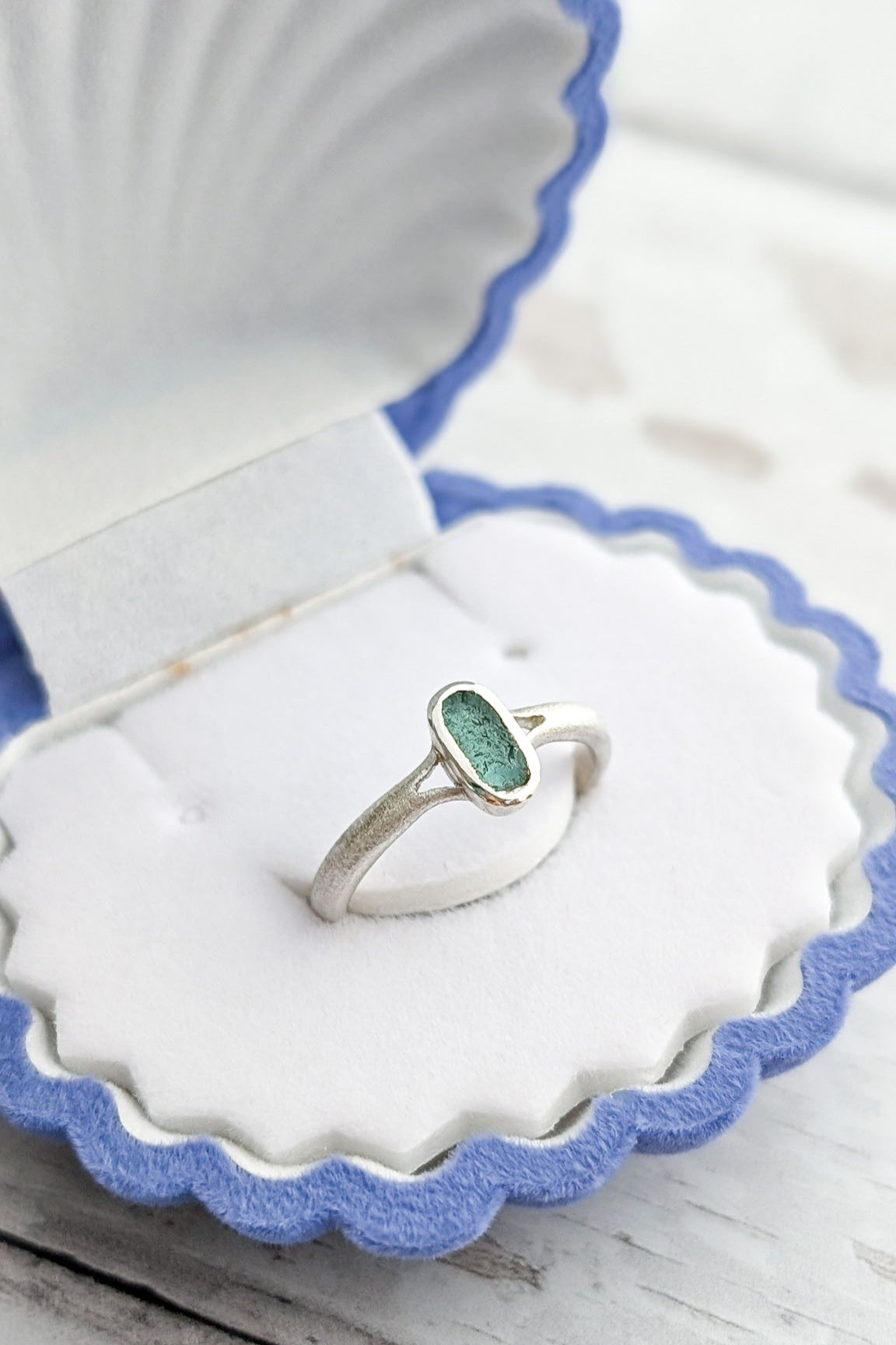 Scottish seaglass oval engagement ring