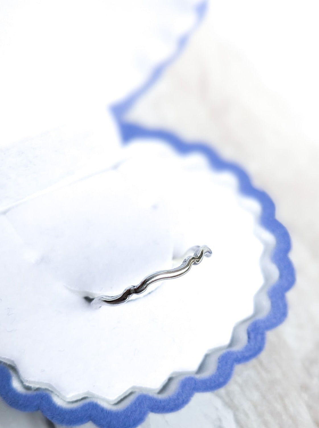 Silver wave crimp ring for summer at the beach