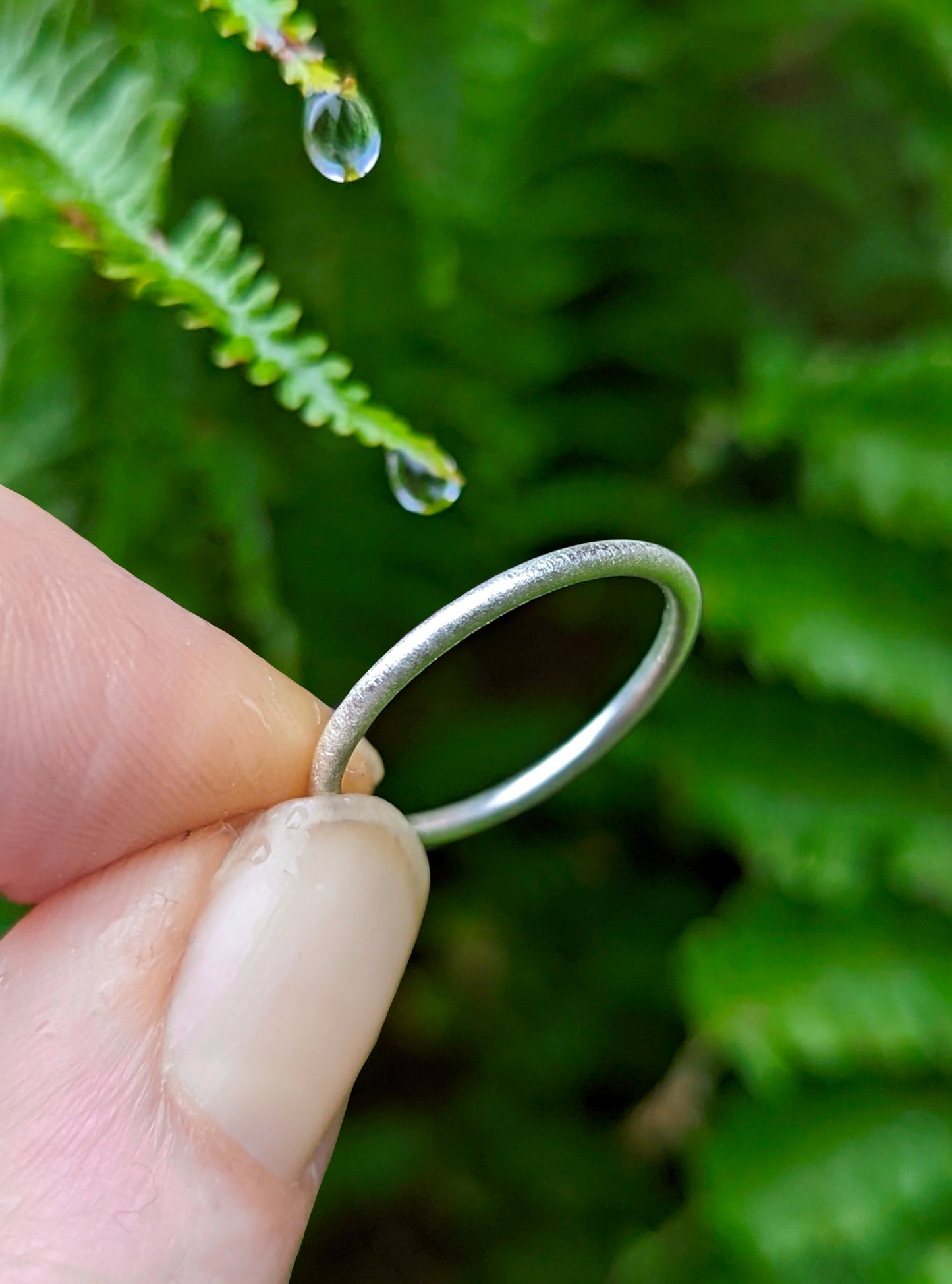 Frosted silver stacker ring