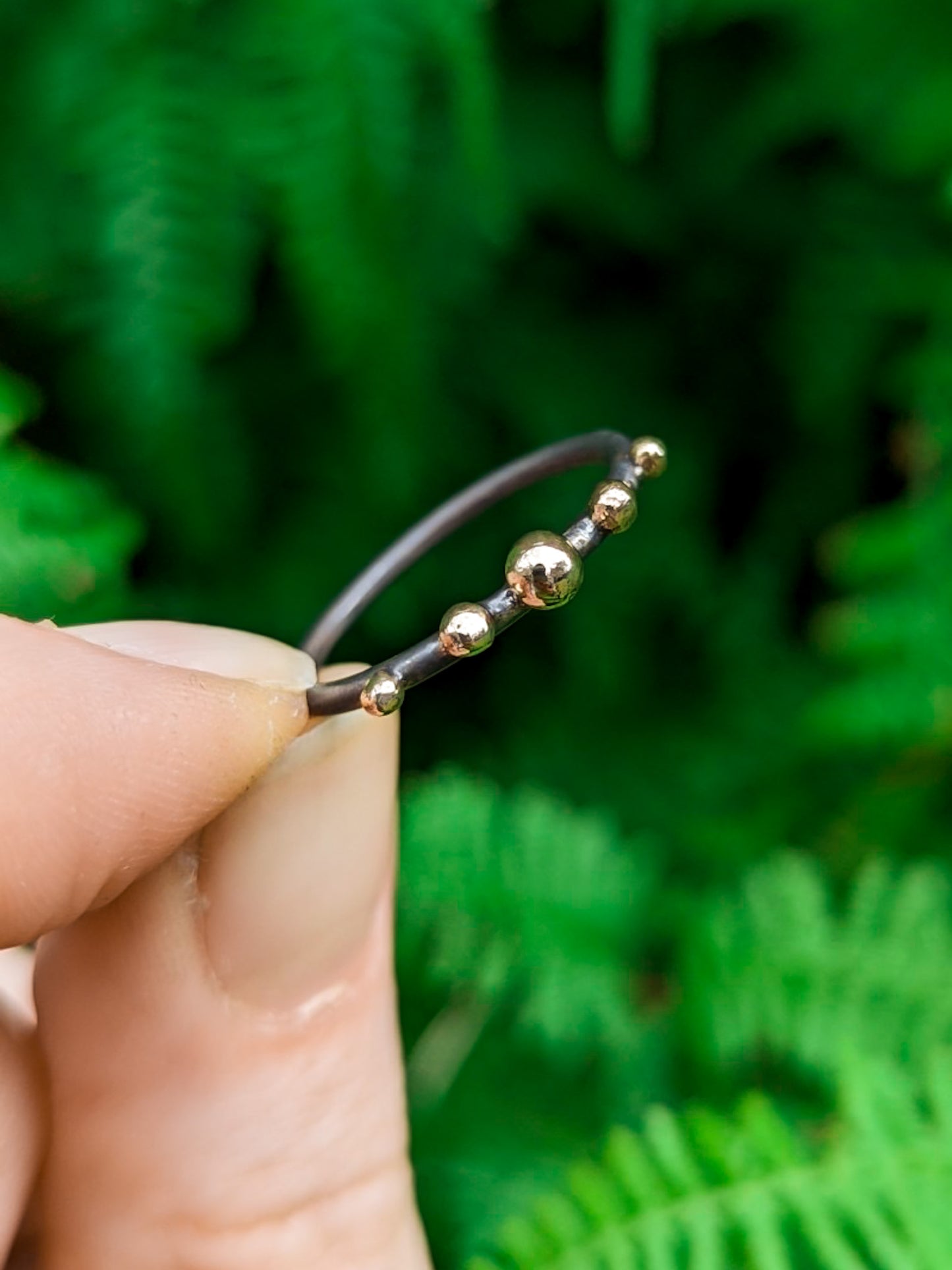 Dark Treasure | Size M1/2 ~ Darkened silver with gold granulation ring, 2 variations.