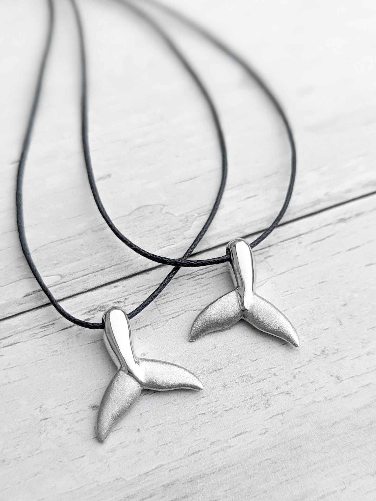 Solid Sterling Silver whale tail necklace