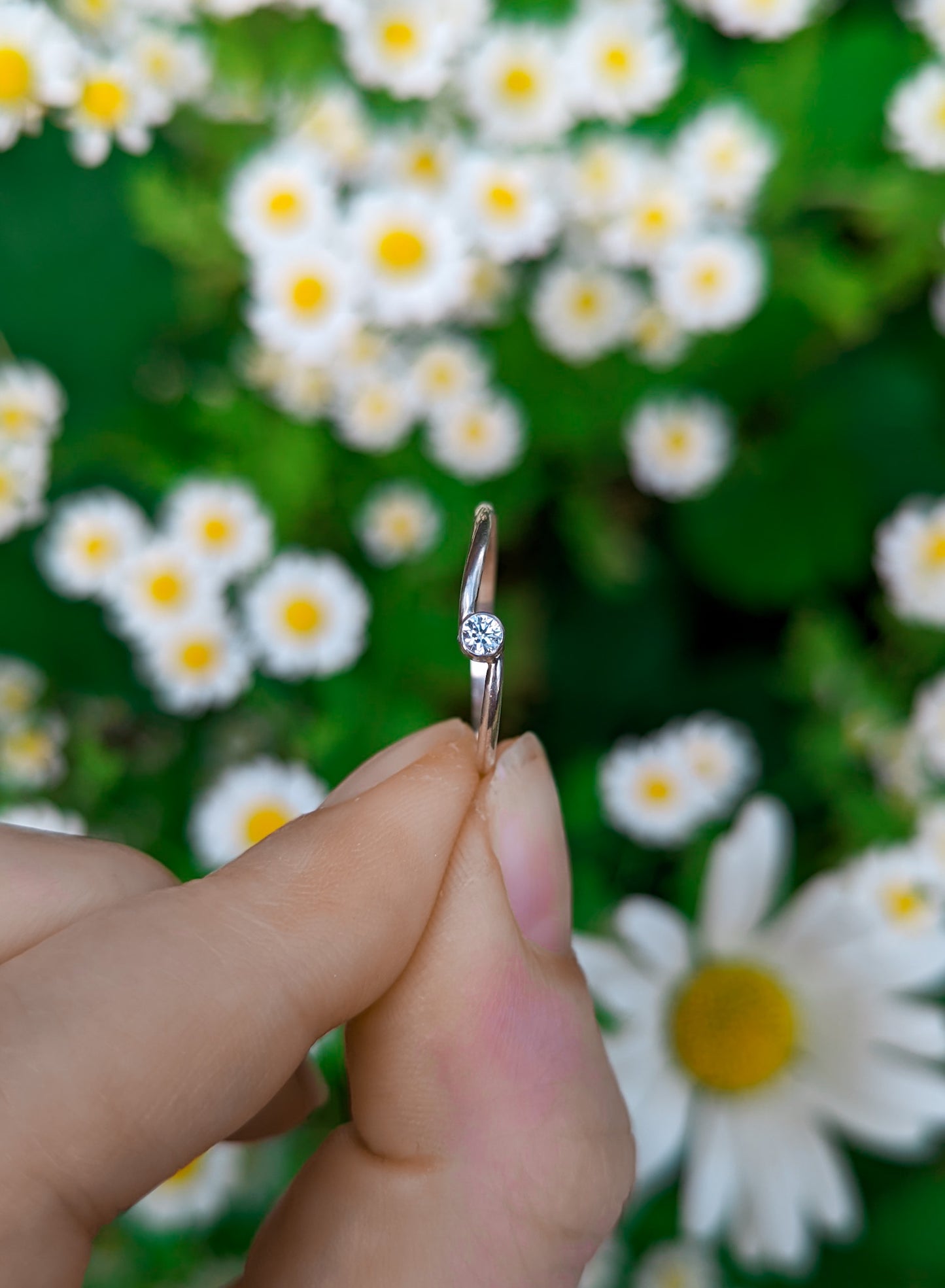 Dainty silver April birthstone ring