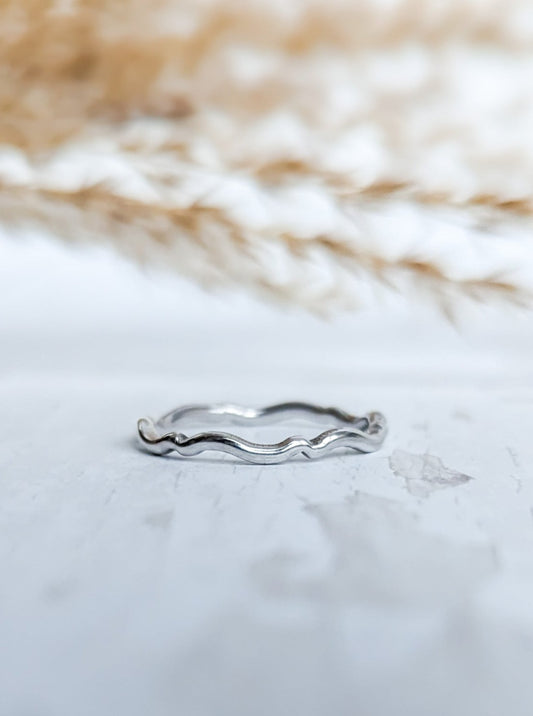 Sterling Silver crimped wave ring