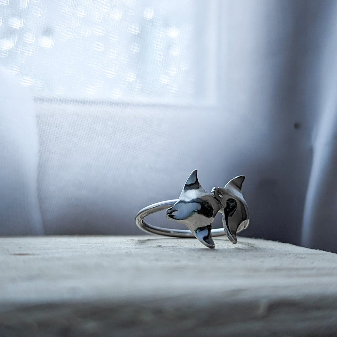 Sterling Silver double manta ray ring