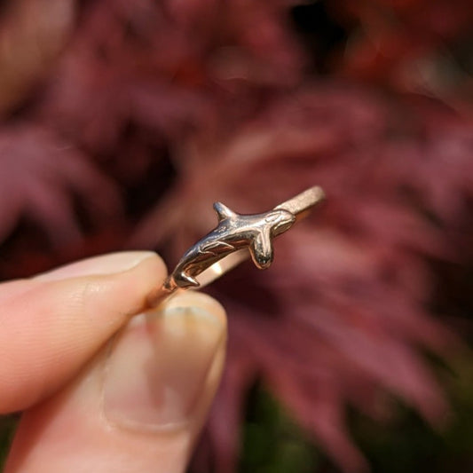 Dainty rose gold orca ring