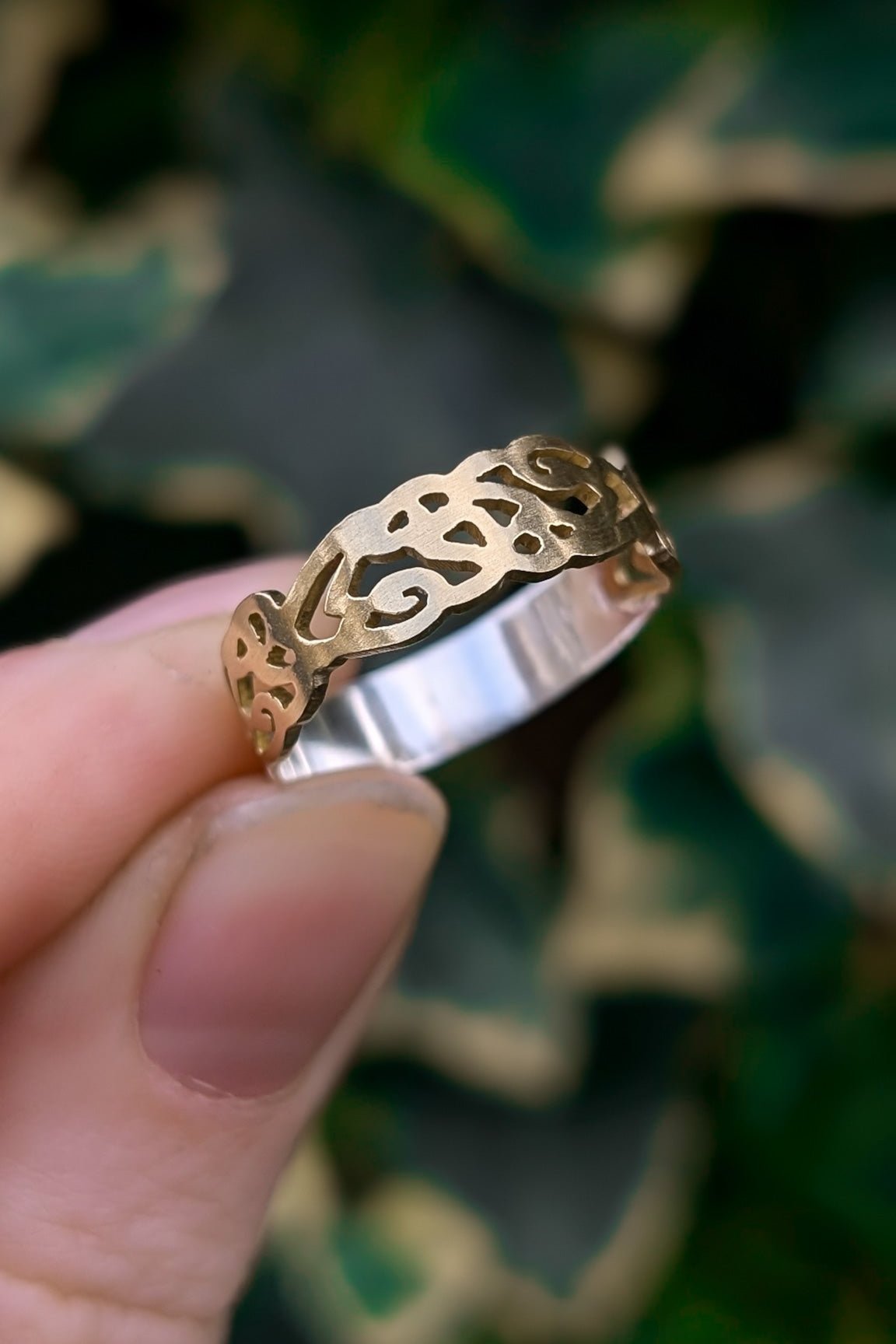 Stunning Scottish infinity hearts brass ring