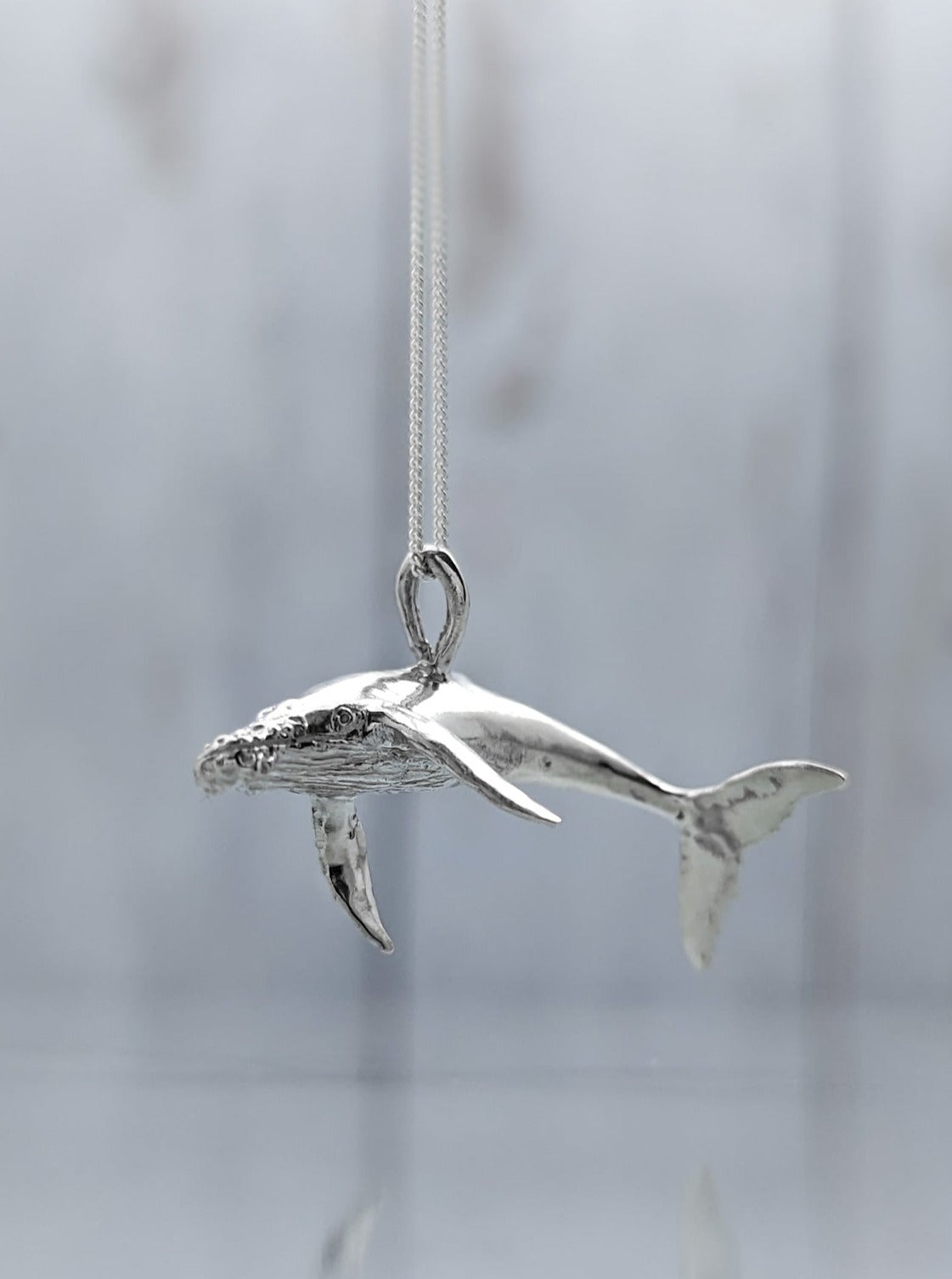 Accurate 3D whale charm in Sterling silver