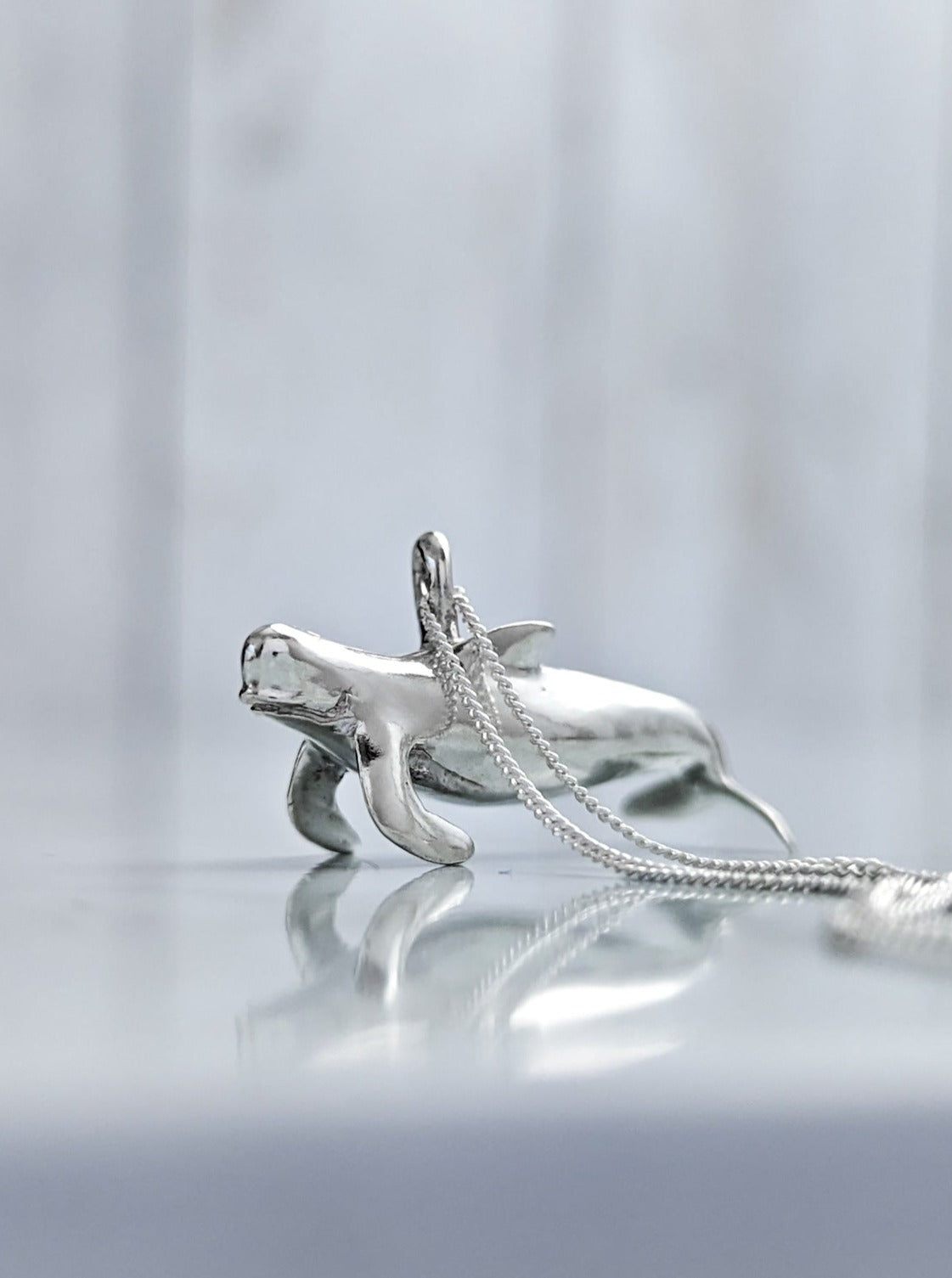 3D accurate silver pilot whale charm