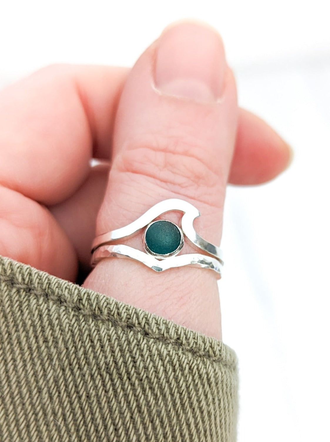Beach glass ocean wave stacking rings