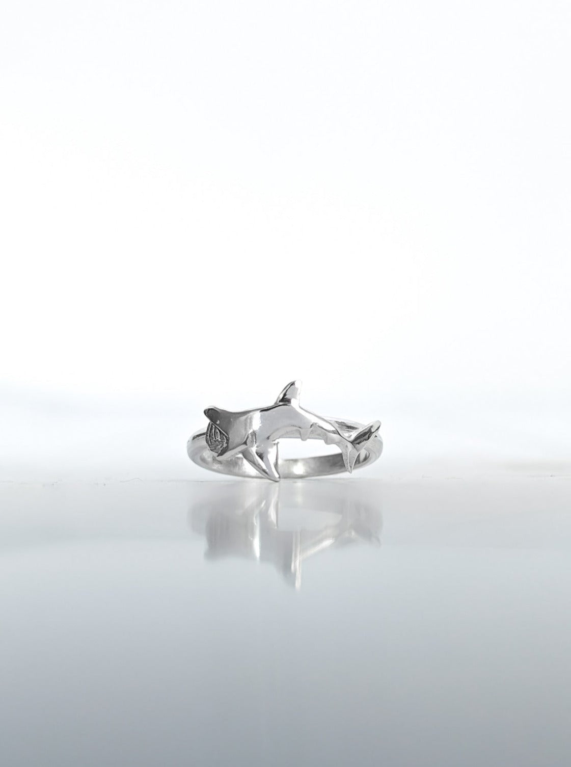 Stackable silver shark ring