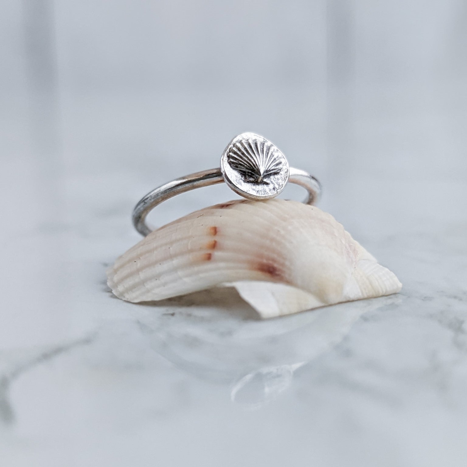 Sterling silver scallop shell stacking ring