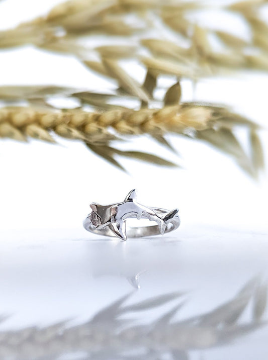 Silver basking shark ring