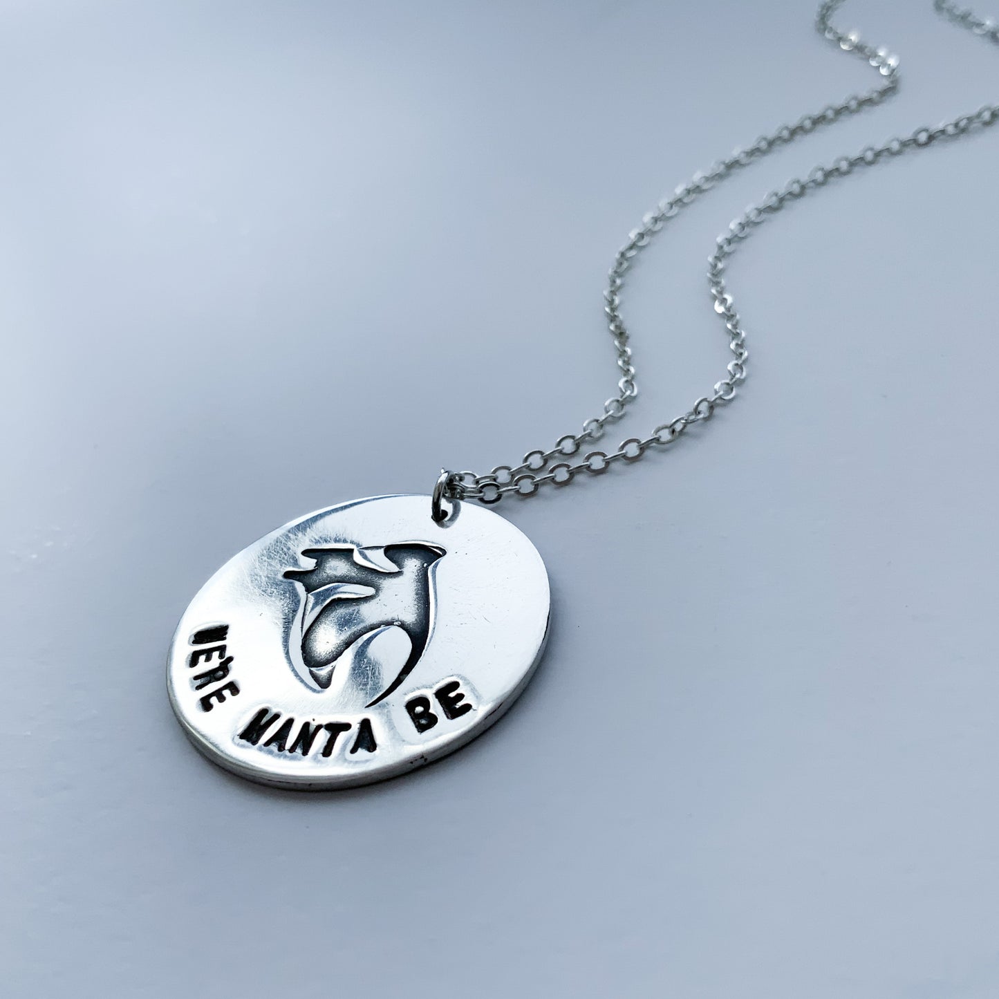 We're Manta Be | Cute silver Manta Ray pendant with romantic message