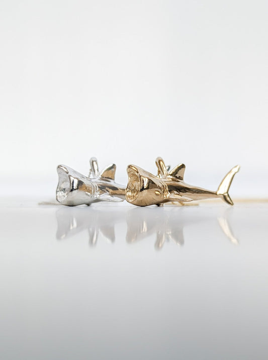 Silver or gold basking shark jewellery gift