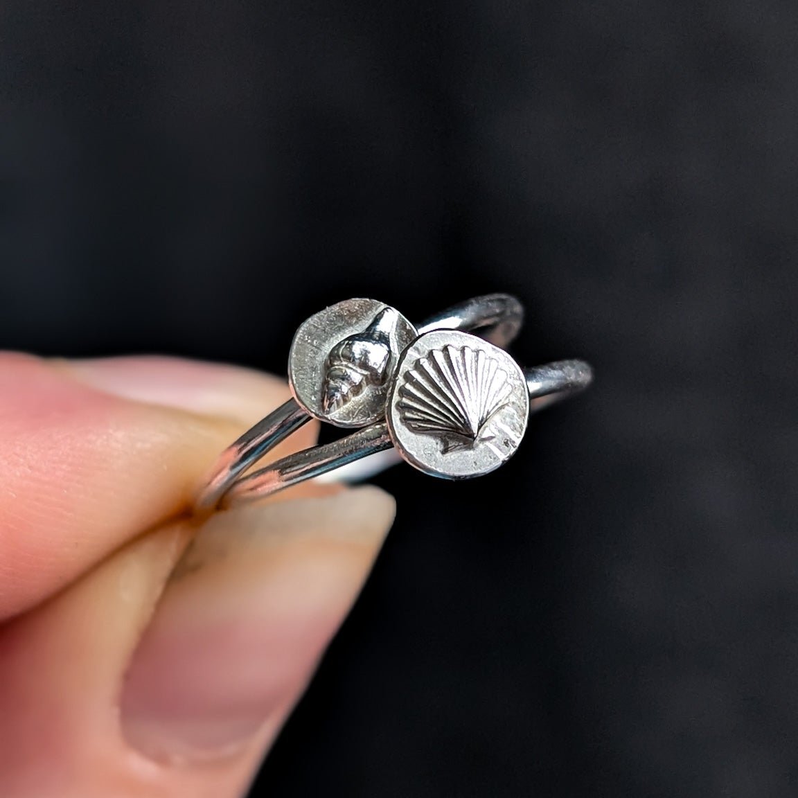 Sterling selling silver seashell stackable ring