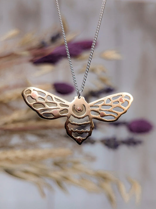 Stunning brass bumblebee necklace