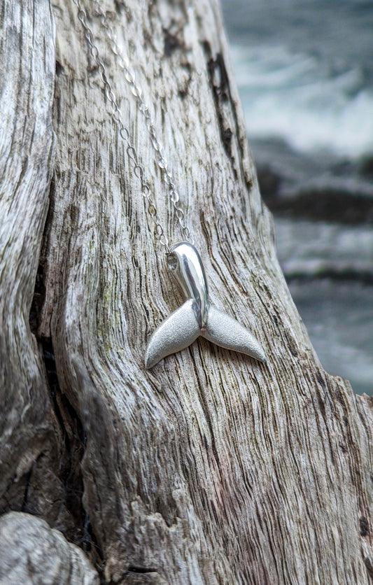 Silver whale tail necklace