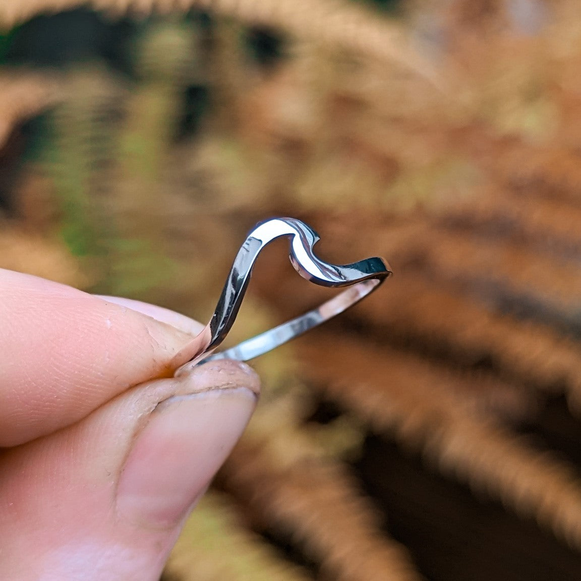 Sterling silver ocean wave ring