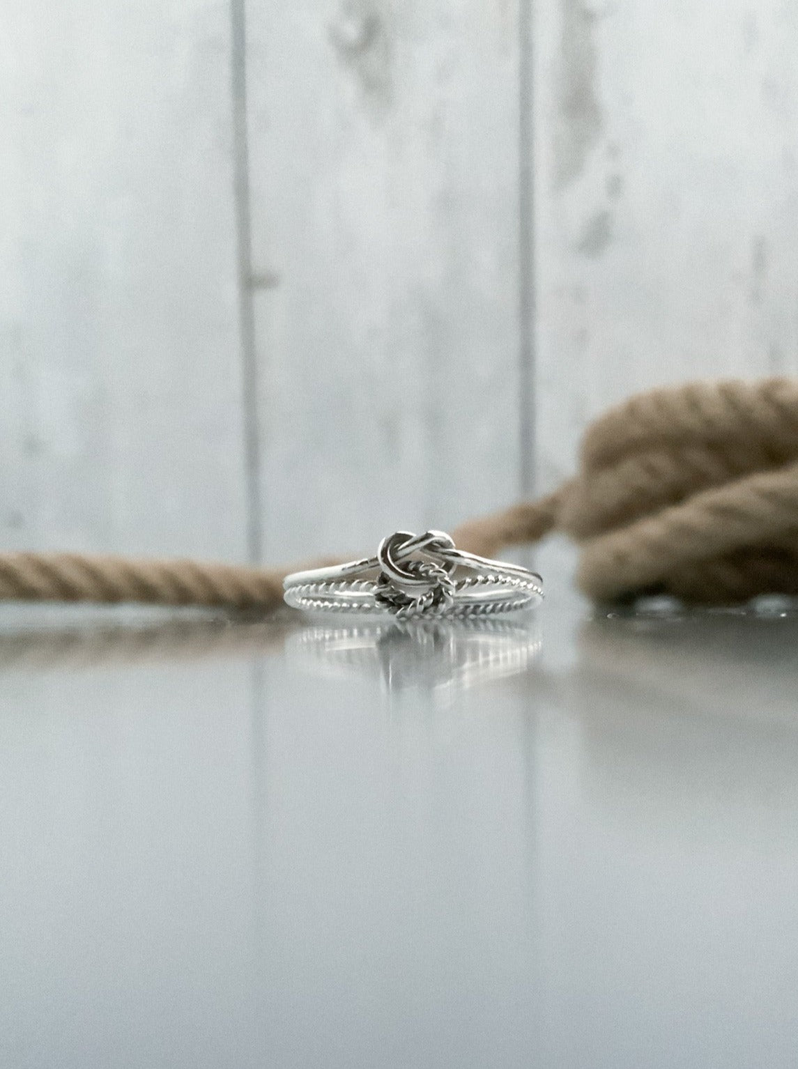 Nautical knot rope ring in Sterling silver