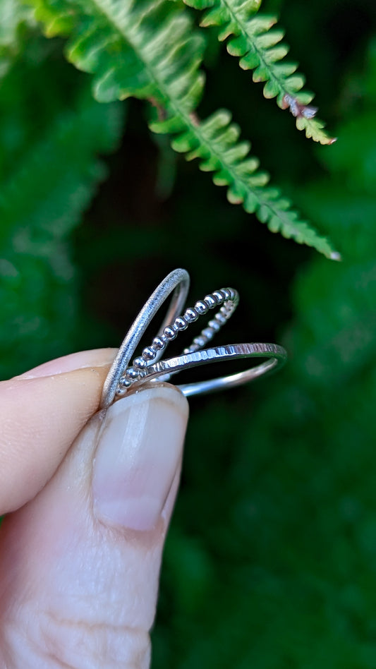 Set of 3 dainty silver stacking rings