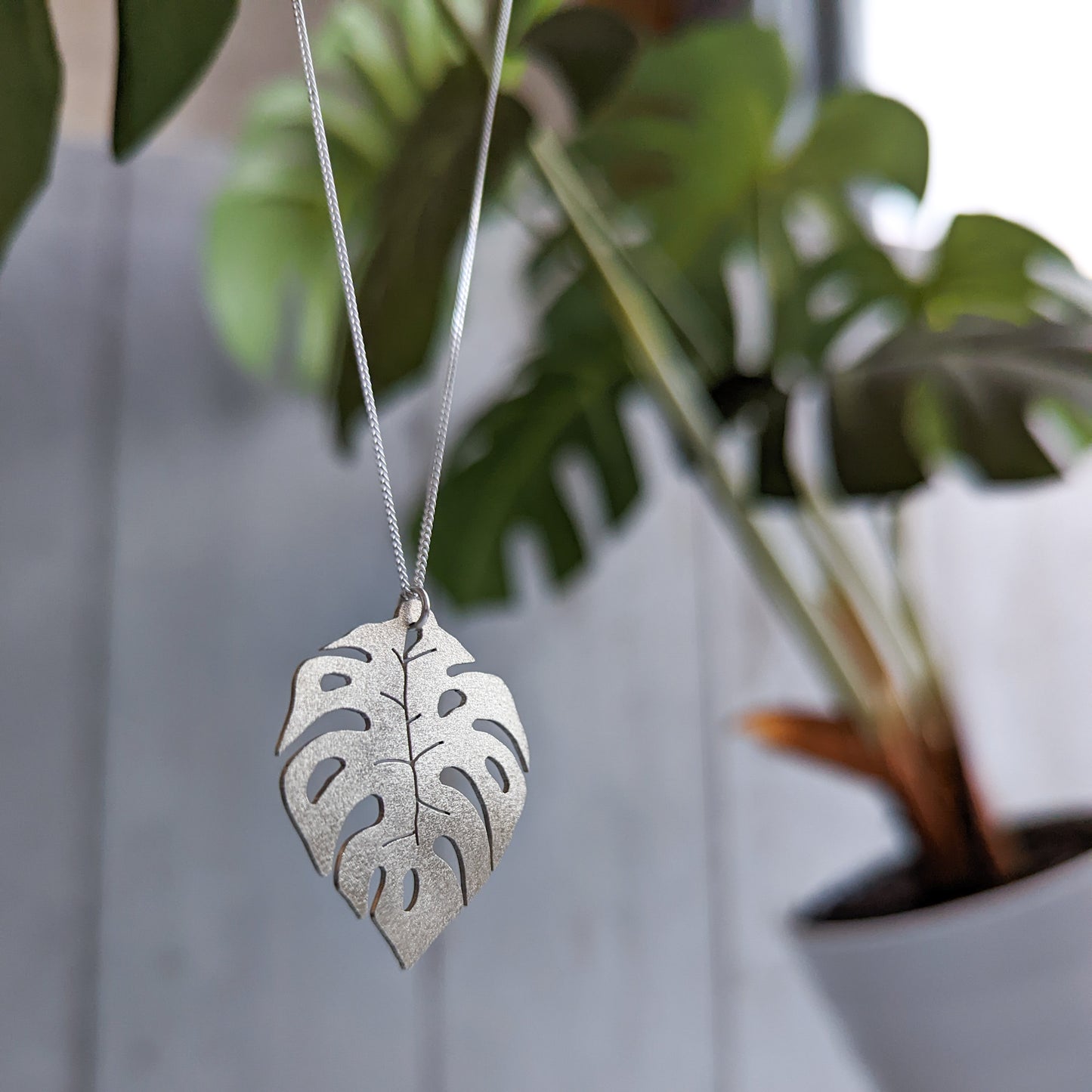 Sterling Silver Monstera leaf pendant