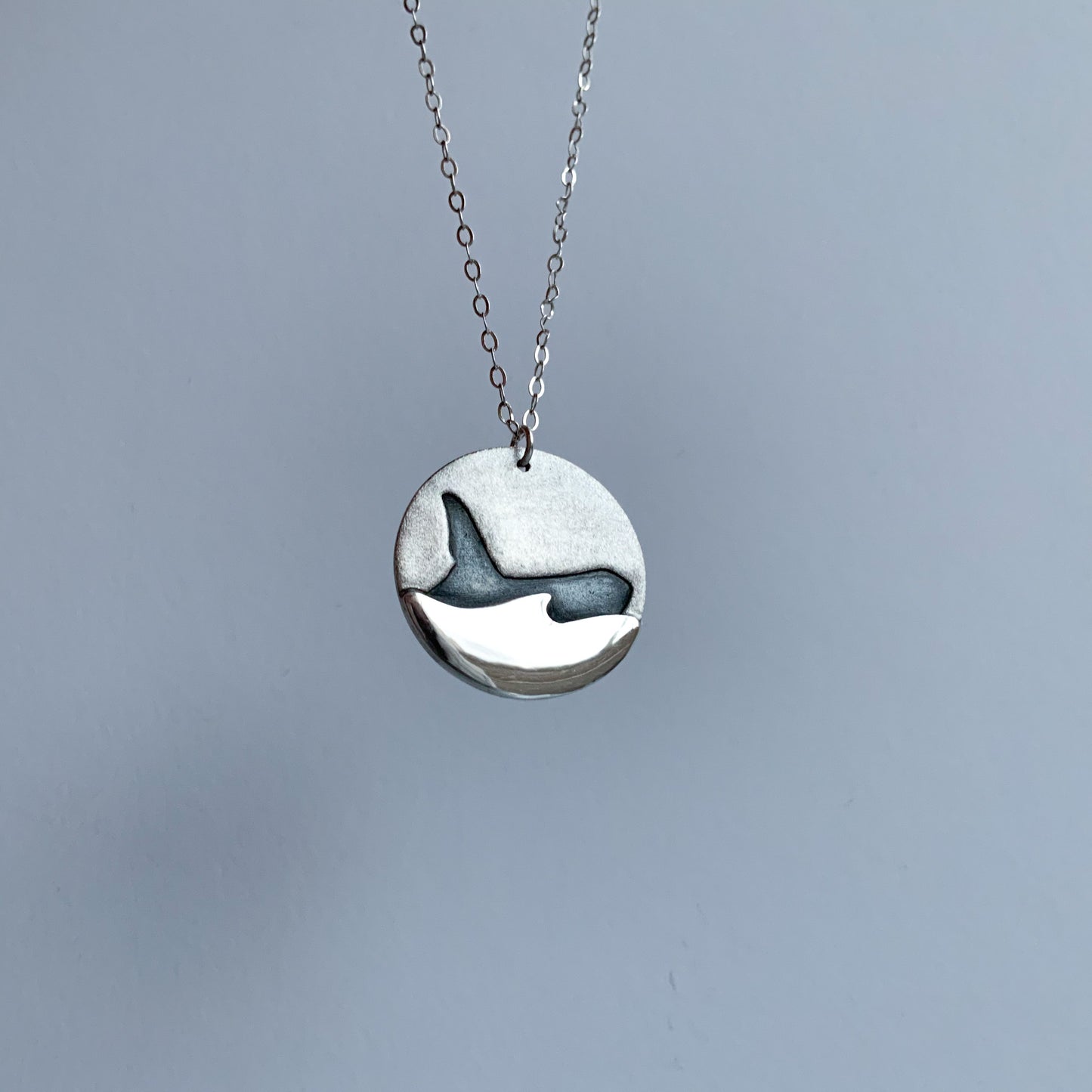 John Coe Scottish orca necklace in Sterling Silver.