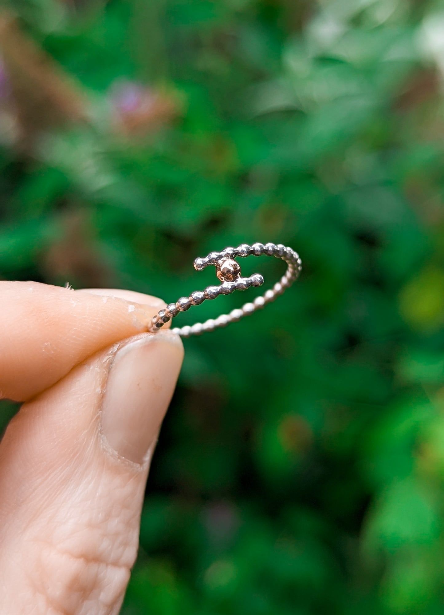 Rose gold and silver bubble ring UK size L1/2