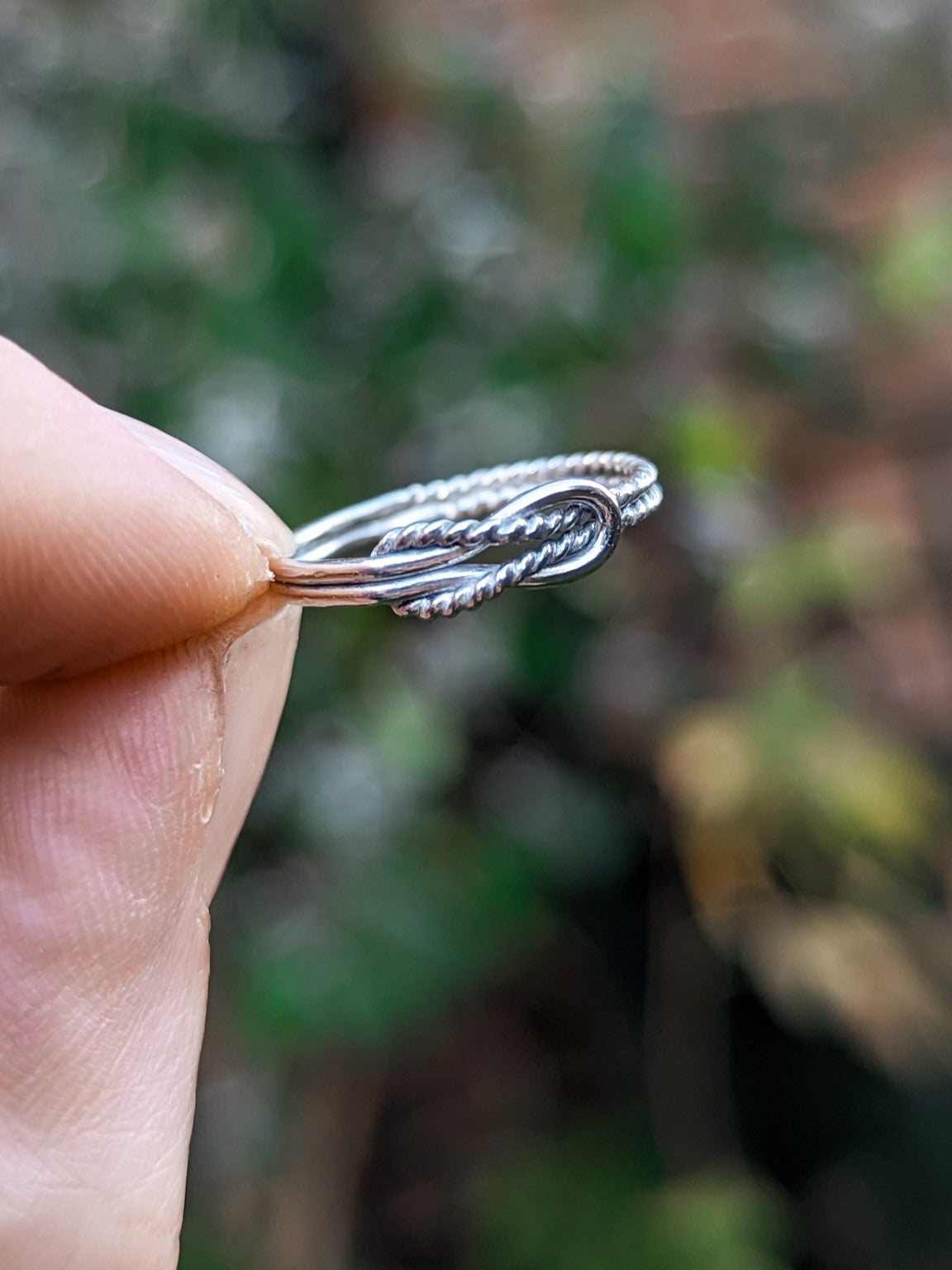 Silver love knot ring