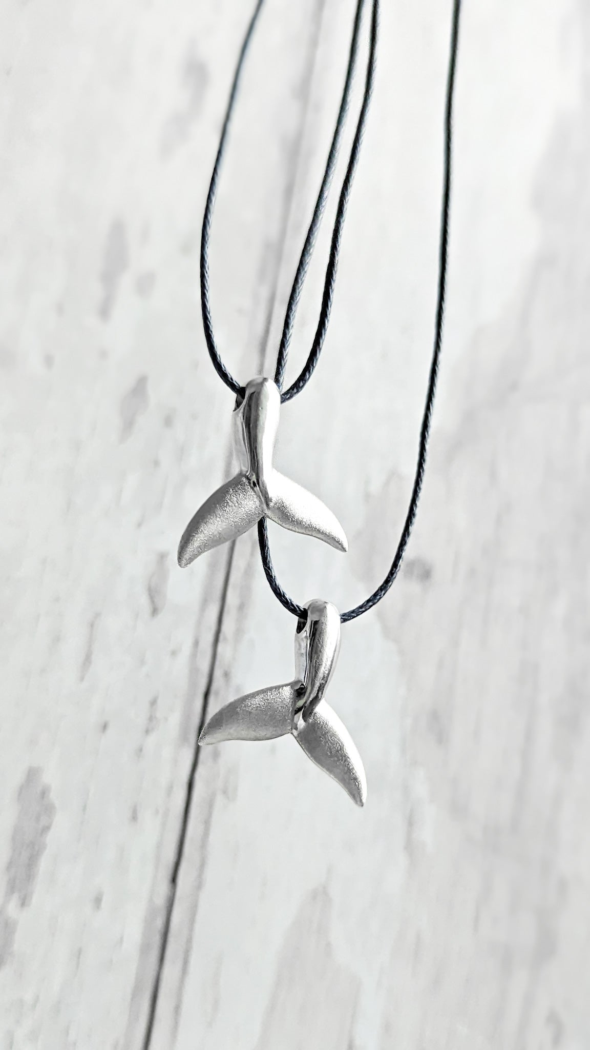Silver Humpback Whale tail necklaces