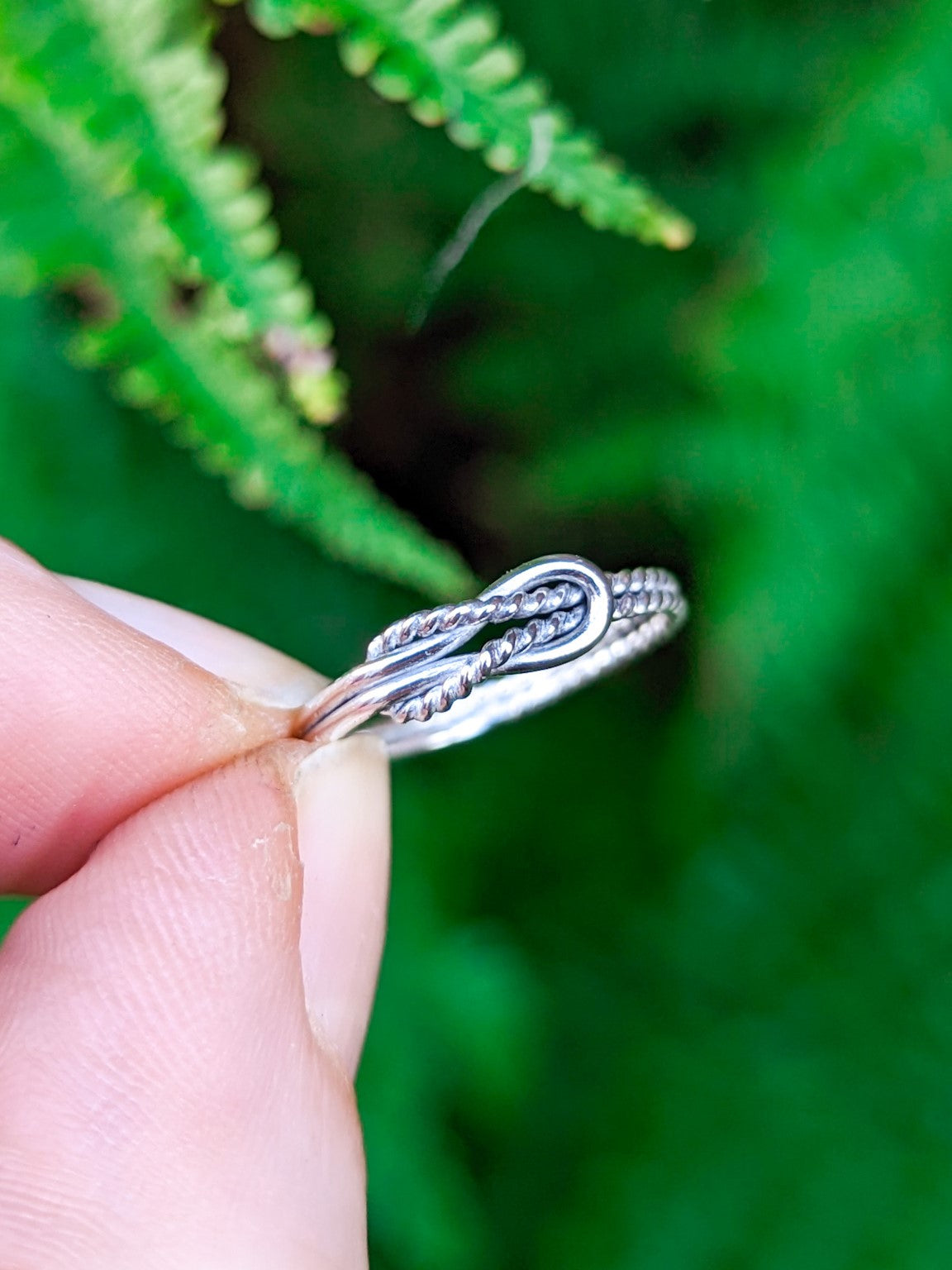 Sterling silver double infinity knot ring