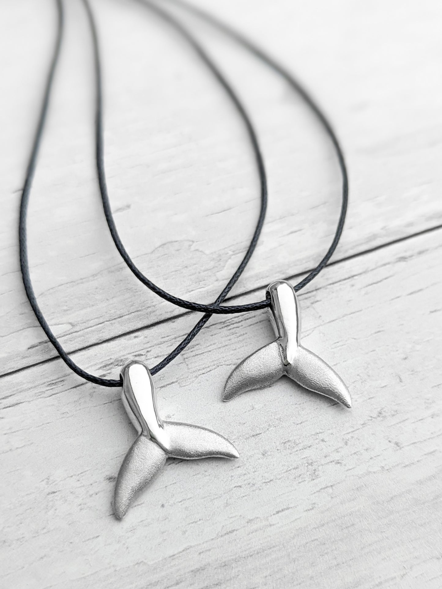 Solid Sterling Silver whale  tail necklace