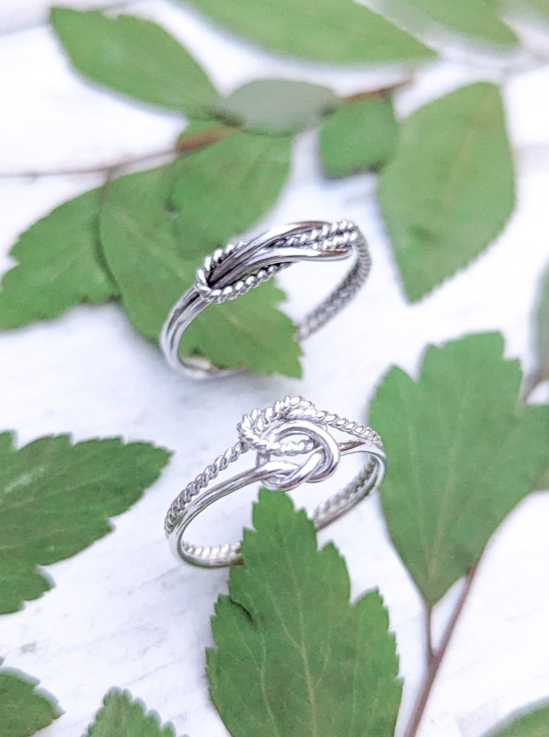 Sterling silver twisted rope knot rings