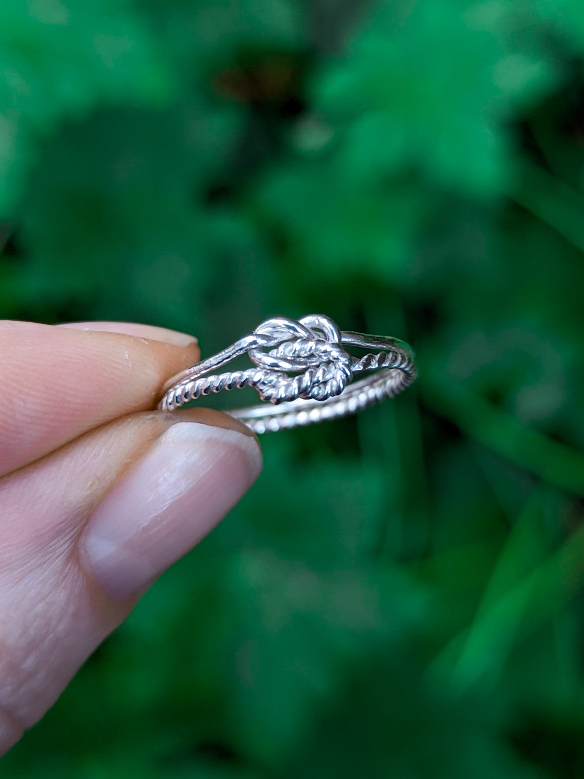 Sterling silver love knot ring