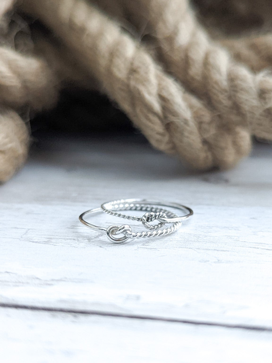 Silver infinity knot rings